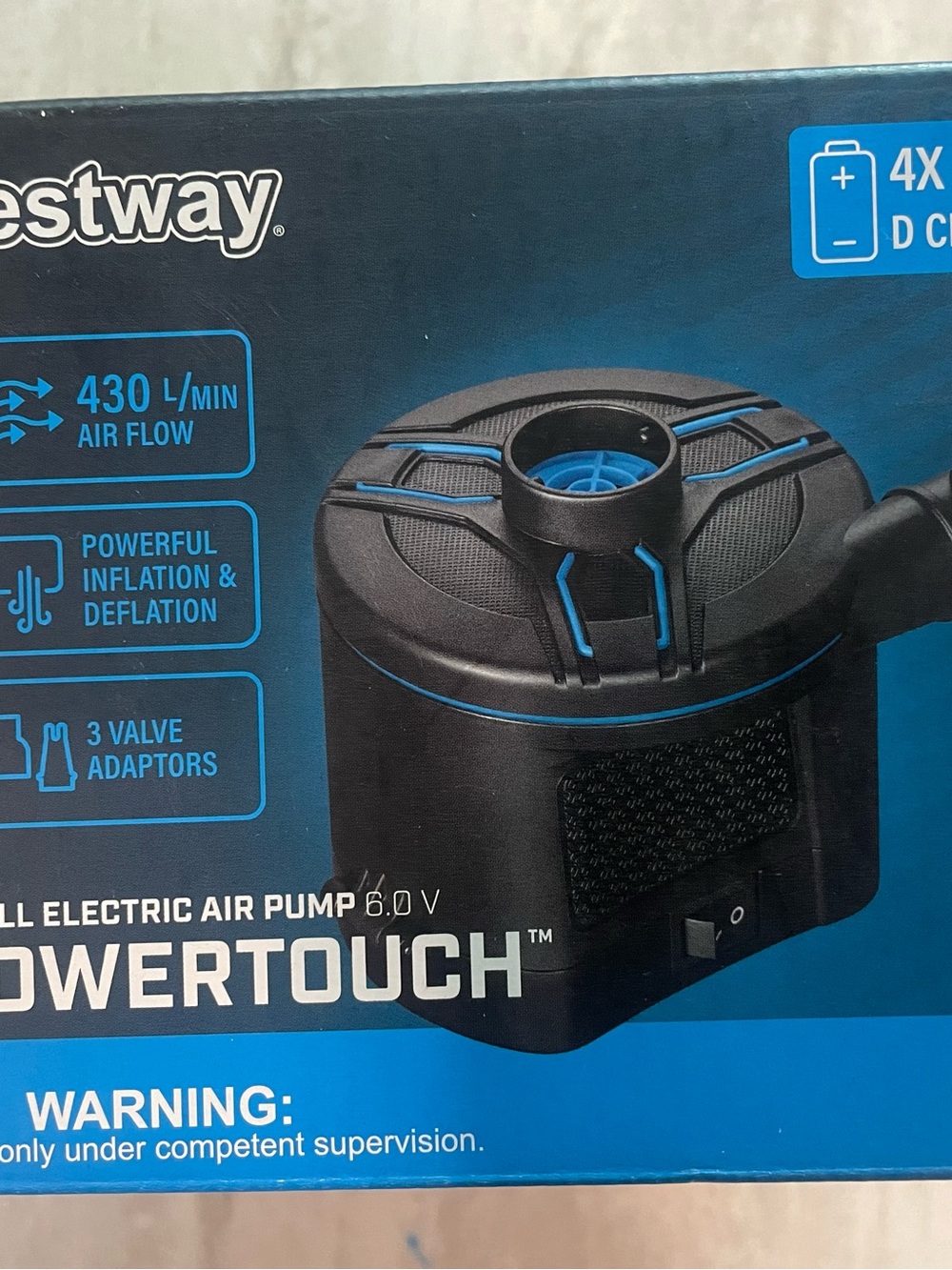 Bestway Black Electric Air Pump with Blue Accents - Powertouch 6.0V